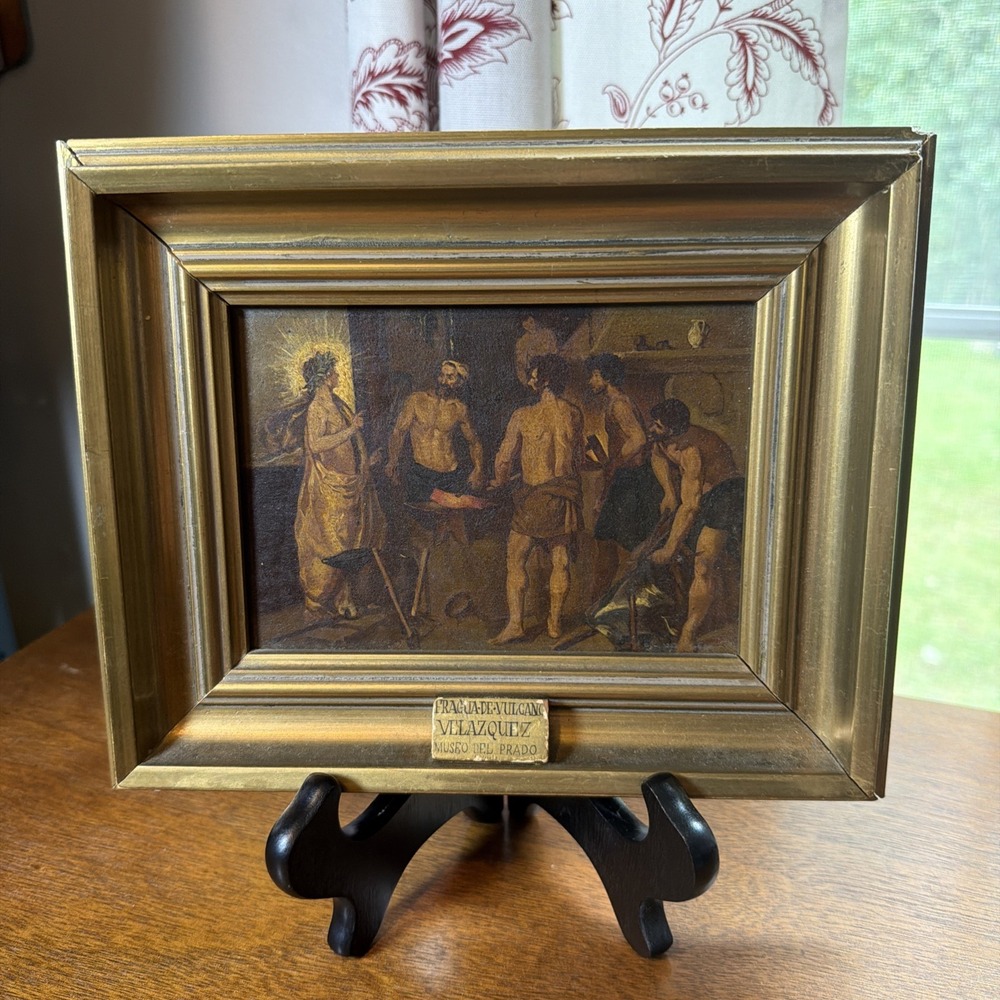 Vintage 1930s Apollo in the Forge of Vulcan Gold Frame Diego Valezquez Art Print